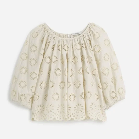 Madewell Embroidered Shirred Puff Sleeve Top - Picture 8 of 16